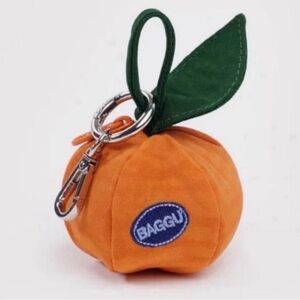 BAGGU Orange Citrus Pouch with Green Leaf- NWT
